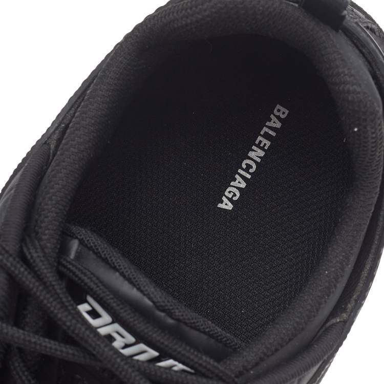 Pre Owned Balenciaga Black Leather And Mesh Drive Sneakers Size 43