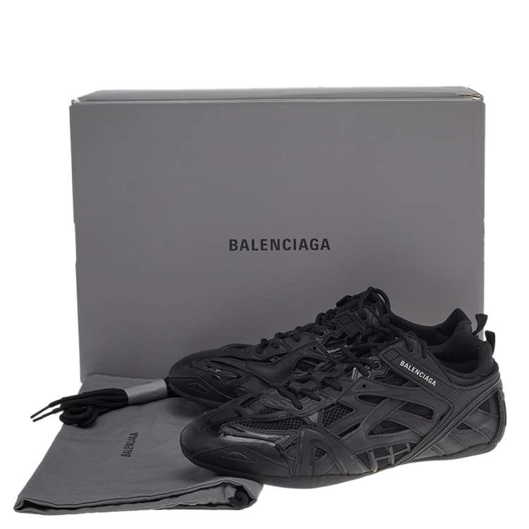 Pre Owned Balenciaga Black Leather And Mesh Drive Sneakers Size 43