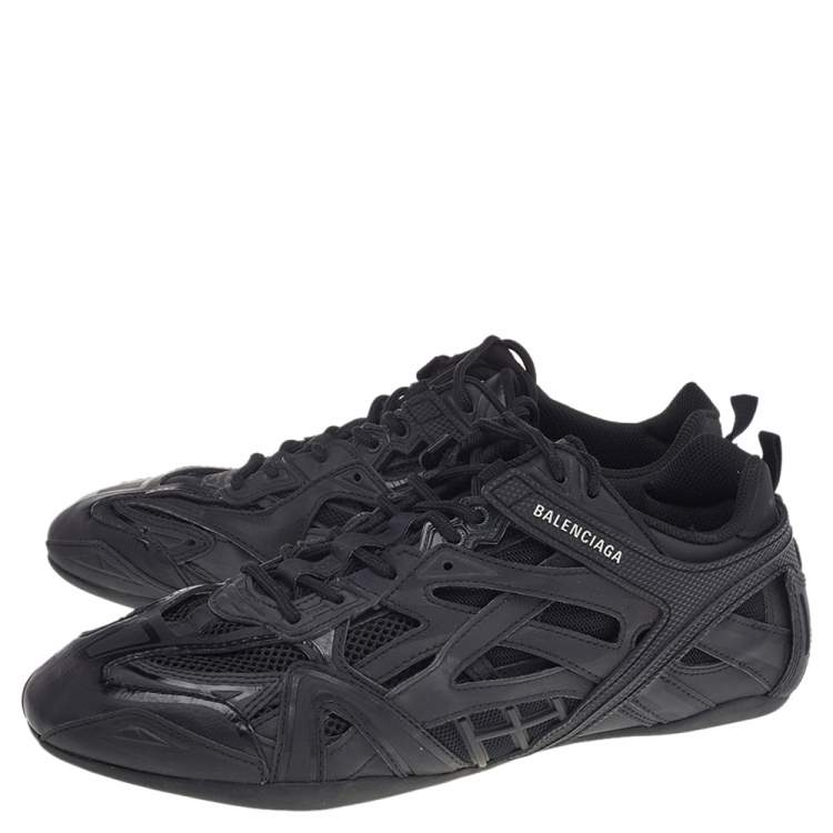 Pre Owned Balenciaga Black Leather And Mesh Drive Sneakers Size 43