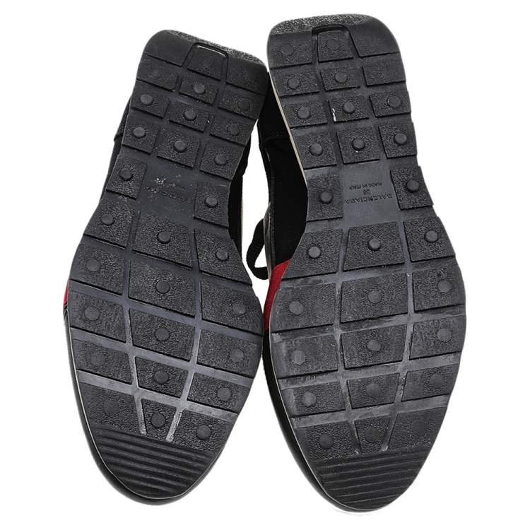 مملوكة مسبقًا Balenciaga Black/Red Leather, Mesh and Neoprene Race Runner Sneakers Size 38