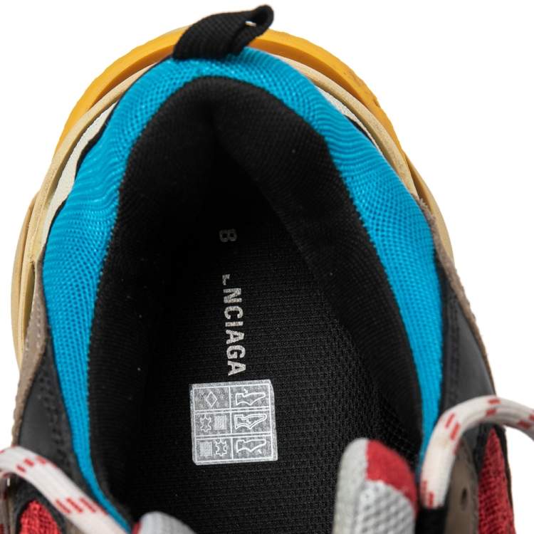 Pre Owned Balenciaga Multicolor Mesh, Nubuck And Leather Triple S Platform Sneakers Size 41