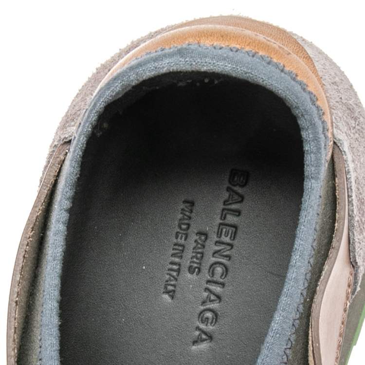 Pre Owned Balenciaga Multicolor Mesh And Leather Race Runner Low Top Sneakers Size 41