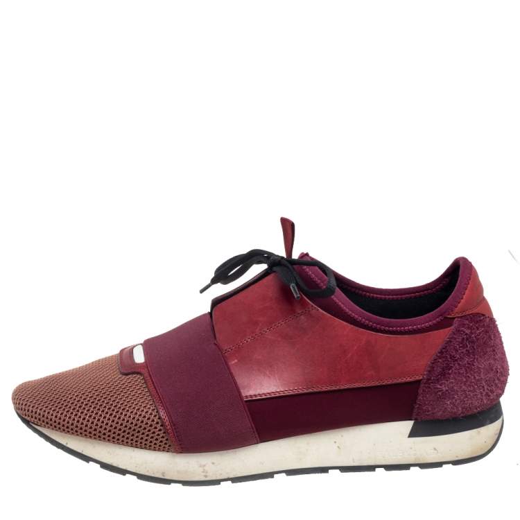 Pre Owned Balenciaga  Multicolor Mesh And Leather Race Runner Low Top Sneakers Size 45