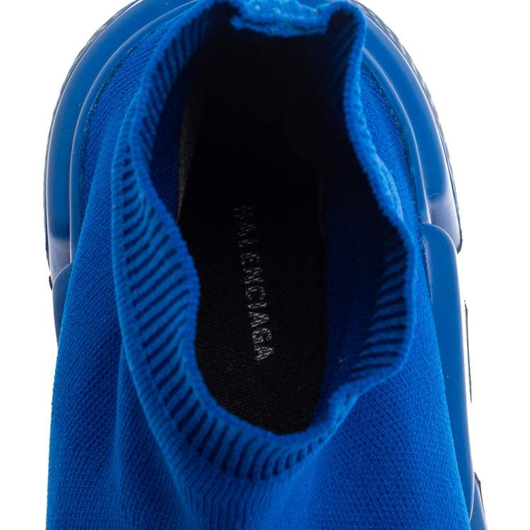 Pre Owned Balenciaga Blue Knit Fabric Speed Sneakers Size 43