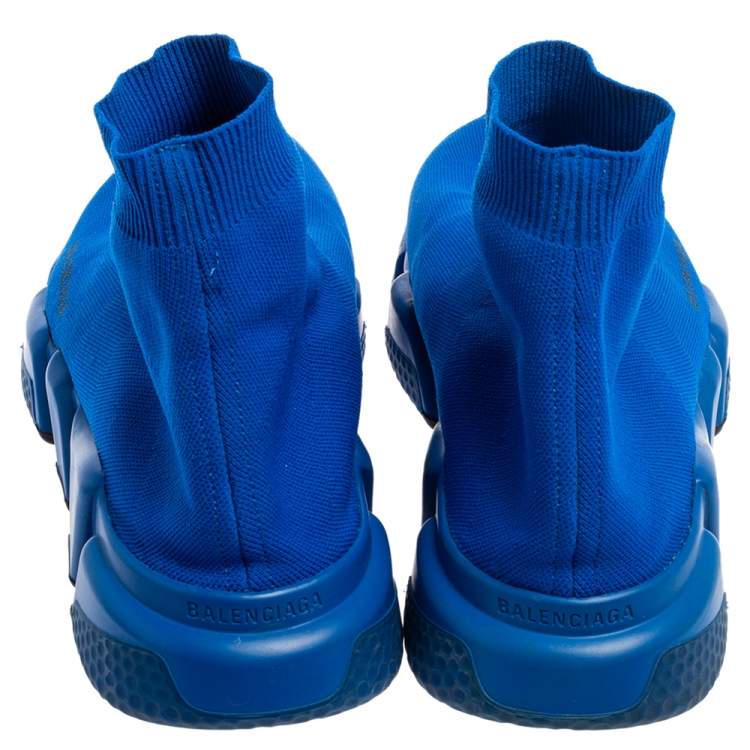 Pre Owned Balenciaga Blue Knit Fabric Speed Sneakers Size 43