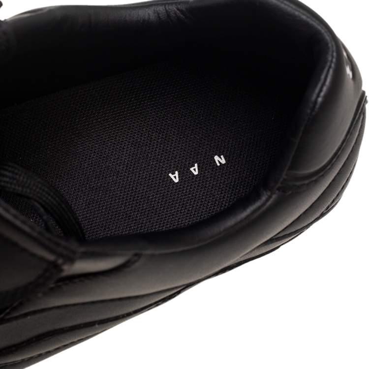 Pre Owned Balenciaga Black Leather Logo Print Soccer Sneakers Size 43