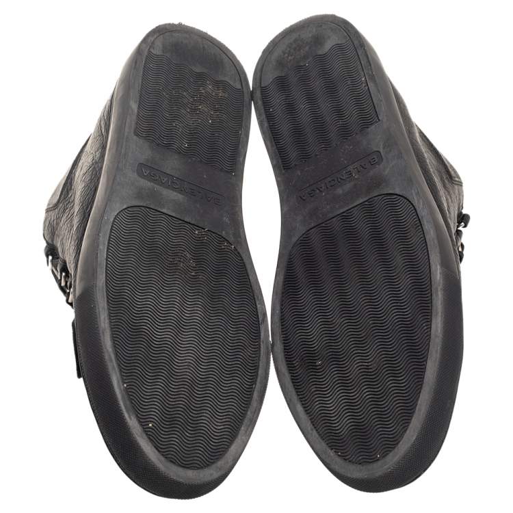 Pre Owned Balenciaga Black Leather Arena High Top Sneakers Size 45