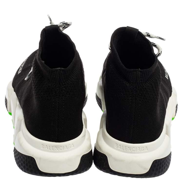 Pre Owned Balenciaga Black Knit Fabric Speed Trainer Lace Up Sneakers Size 41