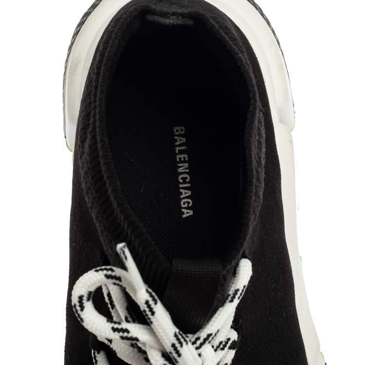 Pre Owned Balenciaga Black Knit Fabric Speed Trainer Lace Up Sneakers Size 41