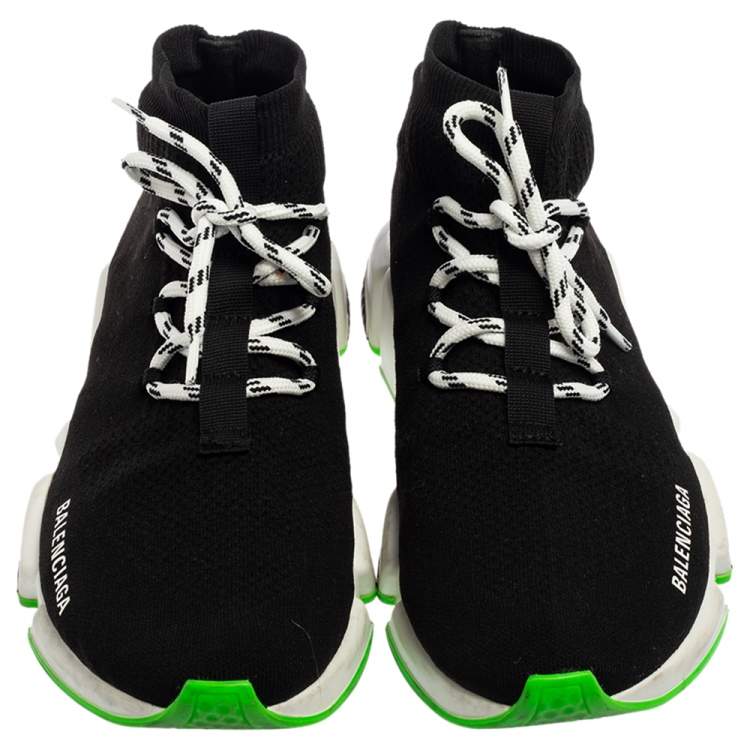 Pre Owned Balenciaga Black Knit Fabric Speed Trainer Lace Up Sneakers Size 41