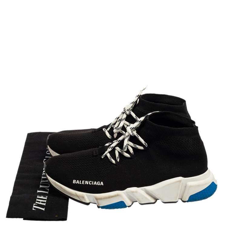 Pre Owned Balenciaga Black Knit Fabric Speed Lace Up Sneakers Size 41