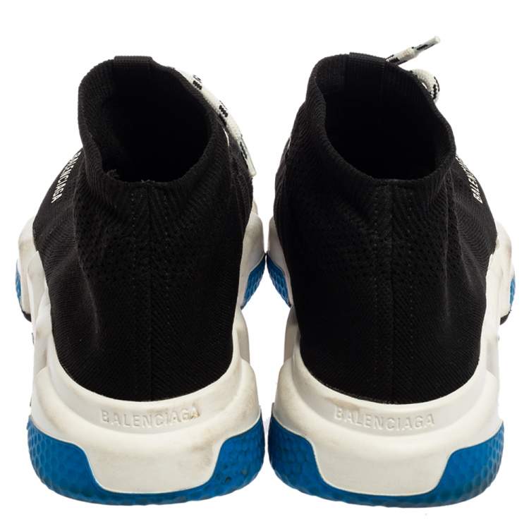 Pre Owned Balenciaga Black Knit Fabric Speed Lace Up Sneakers Size 41