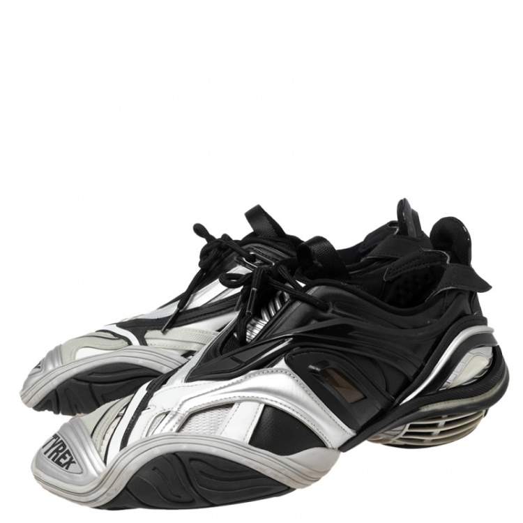 Pre Owned Balenciaga Black/Grey Leather And Rubber Tyrex 2020 Sneakers Size 43