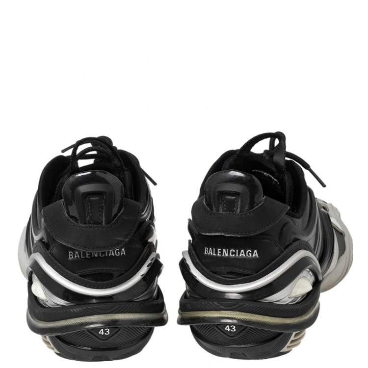 Pre Owned Balenciaga Black/Grey Leather And Rubber Tyrex 2020 Sneakers Size 43