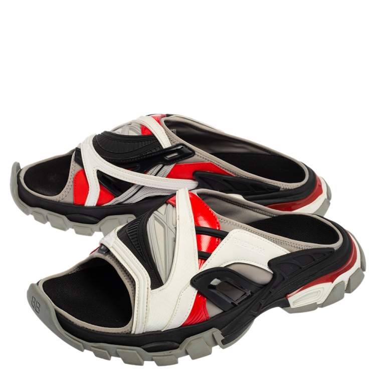 Pre Owned Balenciaga Multicolor Rubber And Fabric Truck Slide Sandals Size 44