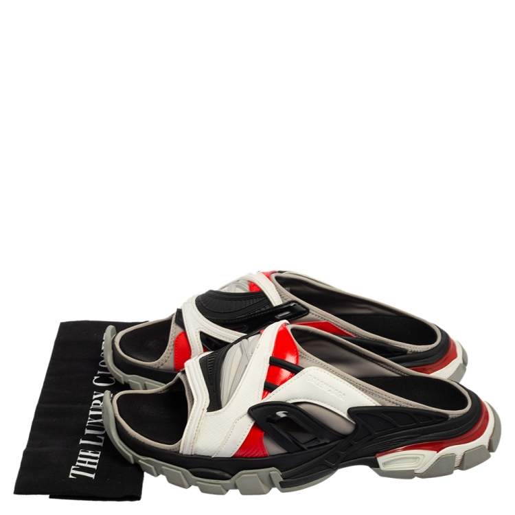 Pre Owned Balenciaga Multicolor Rubber And Fabric Truck Slide Sandals Size 44