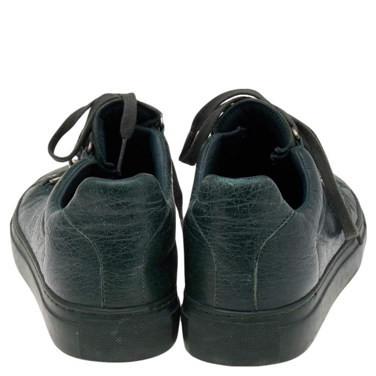 Pre Owned Balenciaga Dark Green Leather Arena Low Top Sneakers Size 39