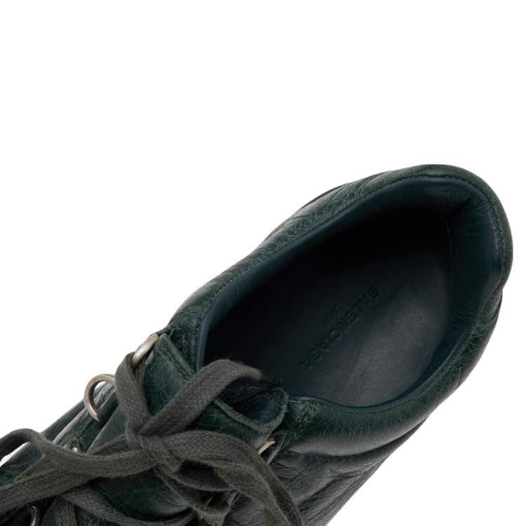 Pre Owned Balenciaga Dark Green Leather Arena Low Top Sneakers Size 39