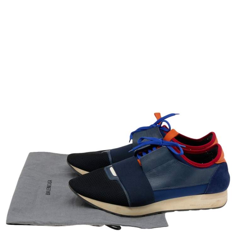 Pre Owned Balenciaga Multicolor  Mesh/Suede/Leather/Stretch Fabric Race Runner Sneakers Size 44