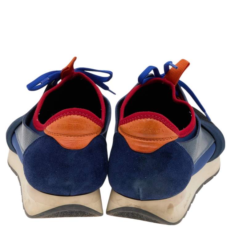 Pre Owned Balenciaga Multicolor  Mesh/Suede/Leather/Stretch Fabric Race Runner Sneakers Size 44