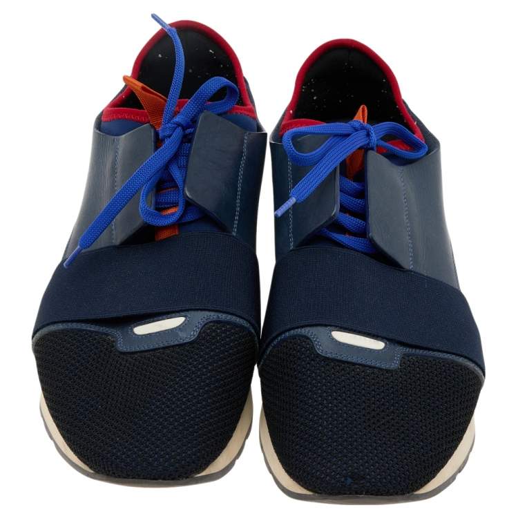 Pre Owned Balenciaga Multicolor  Mesh/Suede/Leather/Stretch Fabric Race Runner Sneakers Size 44