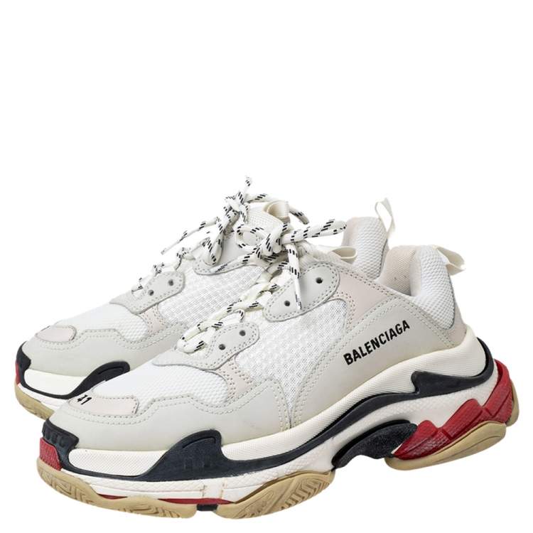 Pre Owned Balenciaga Multicolor Mesh And Leather Triple S Platform Sneakers Size 41