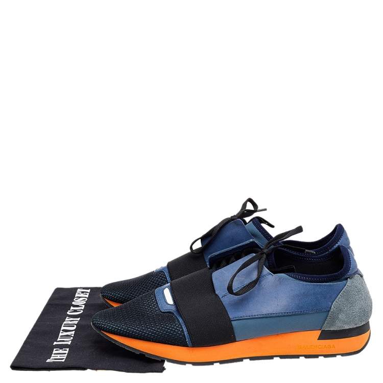 Pre Owned Balenciaga Multicolor Leather And Mesh Race Runner Sneakers Size 44