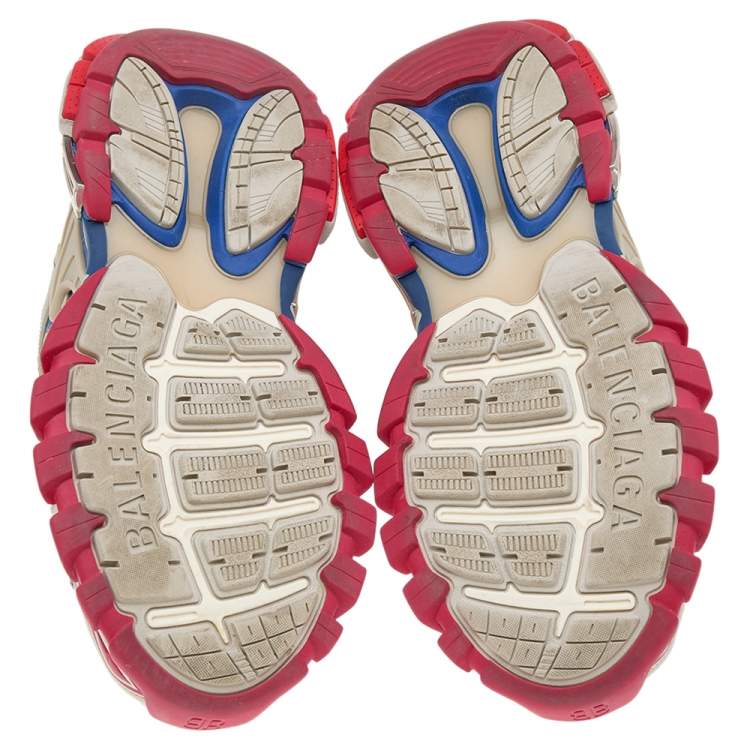 Pre Owned Balenciaga Multicolor Synthetic Leather And Mesh Track 2 Sneakers Size 42