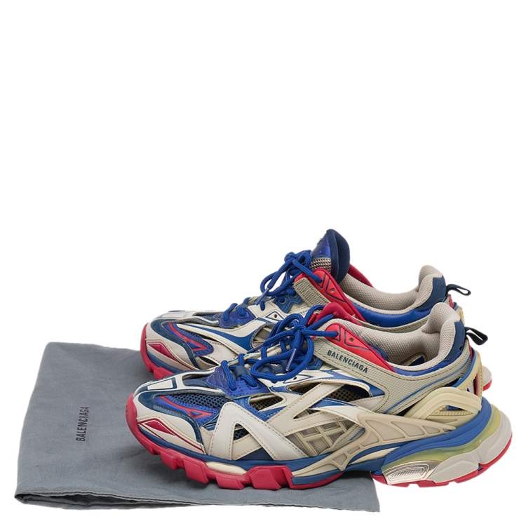 Pre Owned Balenciaga Multicolor Synthetic Leather And Mesh Track 2 Sneakers Size 42
