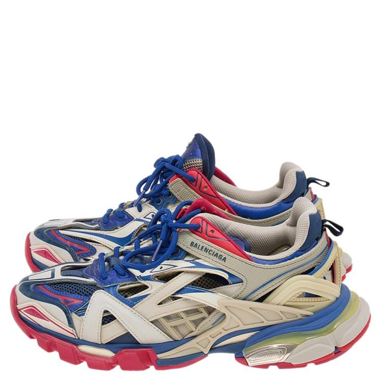 Pre Owned Balenciaga Multicolor Synthetic Leather And Mesh Track 2 Sneakers Size 42