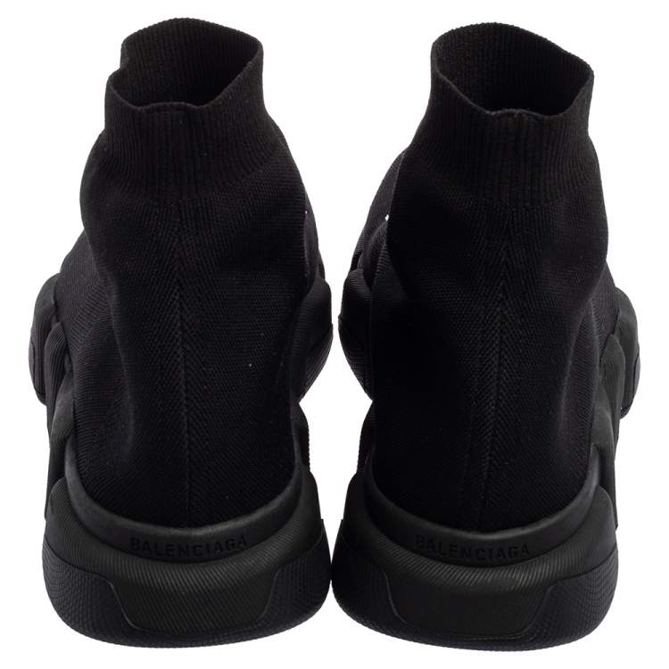 Pre Owned Balenciaga Black Knit Fabric Speed Recycle Sneakers Size 45