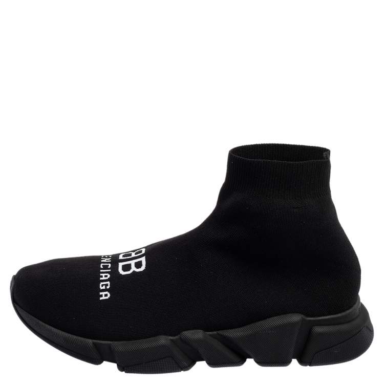 Balenciaga Black Knit Fabric Speed Recycle Sneakers Size 45