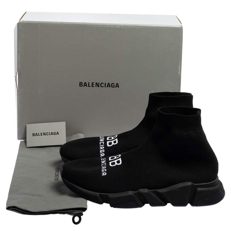 Pre Owned Balenciaga Black Knit Fabric Speed Recycle Sneakers Size 45