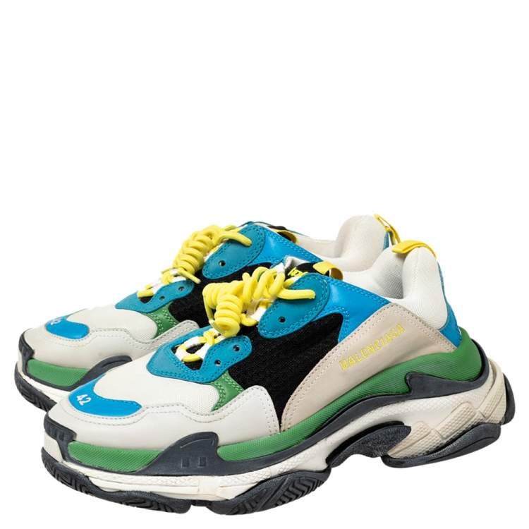 Pre Owned Balenciaga Multicolor Leather And Mesh Triple S Trainer Sneakers Size 42