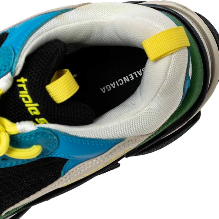 Pre Owned Balenciaga Multicolor Leather And Mesh Triple S Trainer Sneakers Size 42