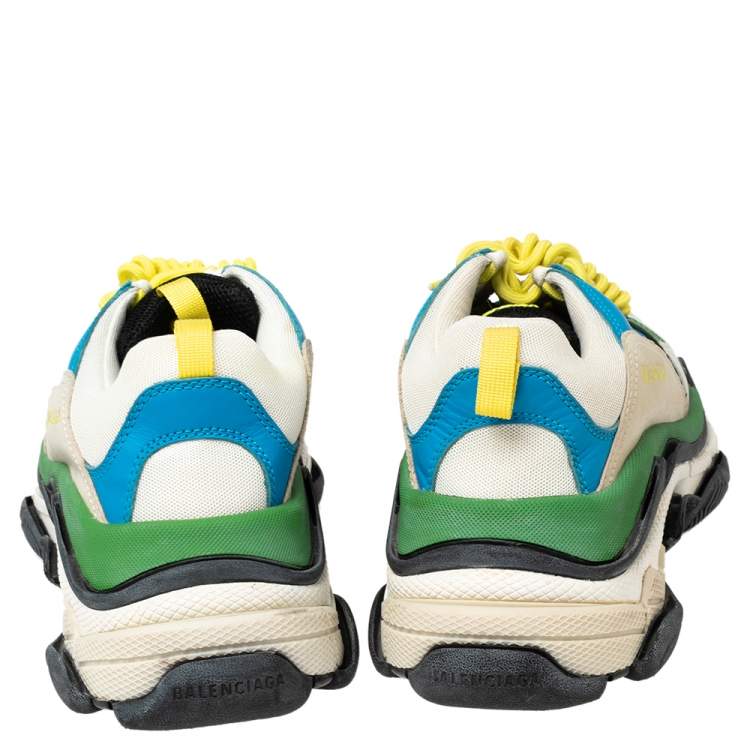Pre Owned Balenciaga Multicolor Leather And Mesh Triple S Trainer Sneakers Size 42