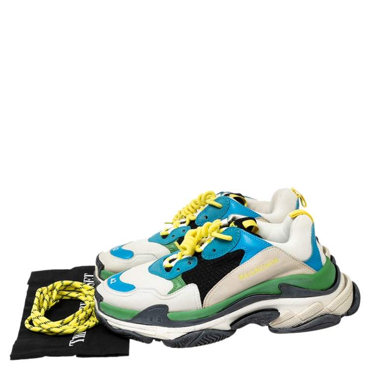 Pre Owned Balenciaga Multicolor Leather And Mesh Triple S Trainer Sneakers Size 42