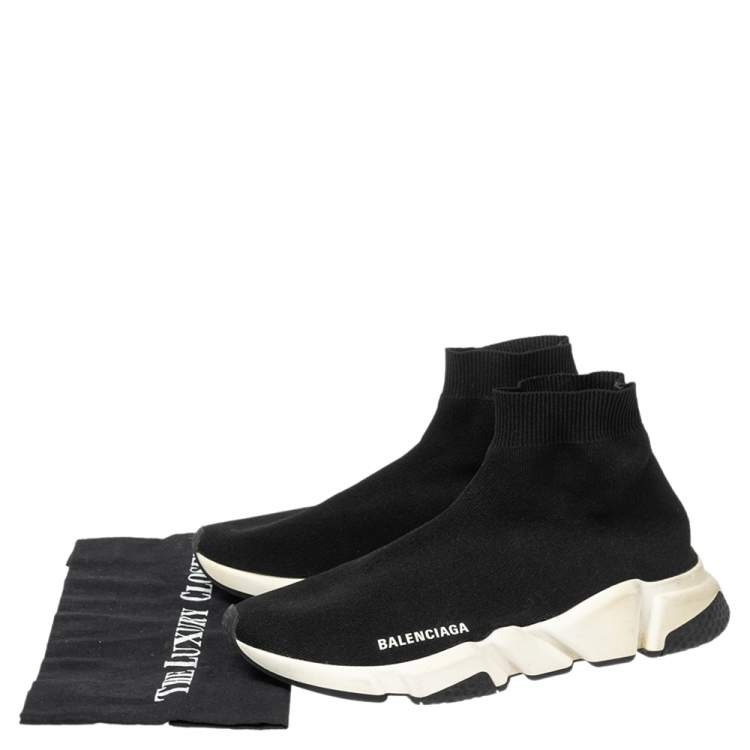 مملوكة مسبقًا Balenciaga Black Knit Fabric Speed High Top  Sneakers 41