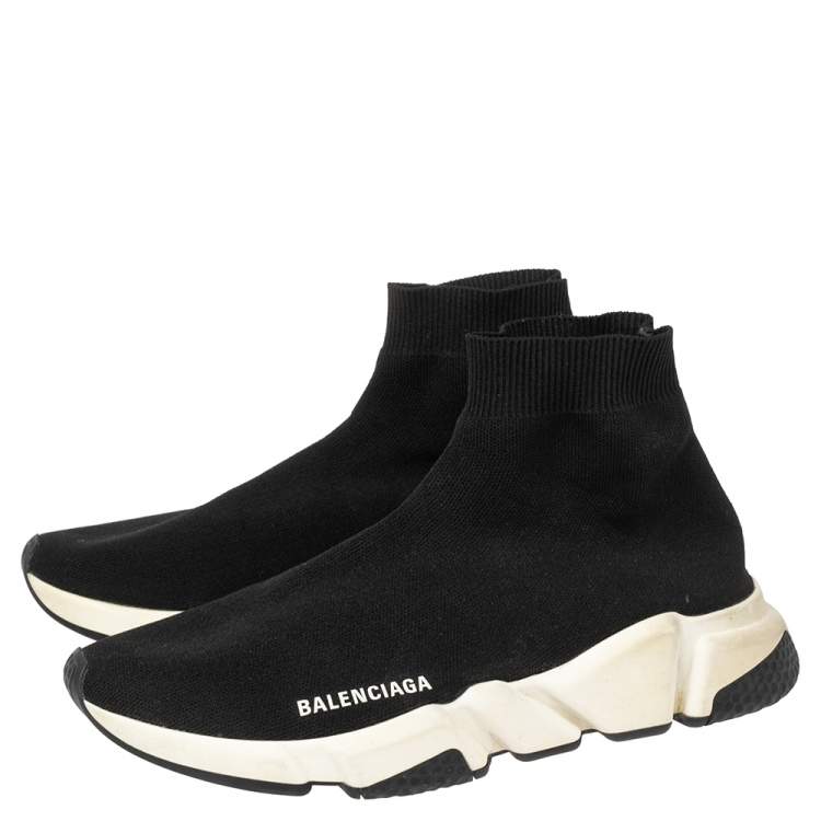 مملوكة مسبقًا Balenciaga Black Knit Fabric Speed High Top  Sneakers 41