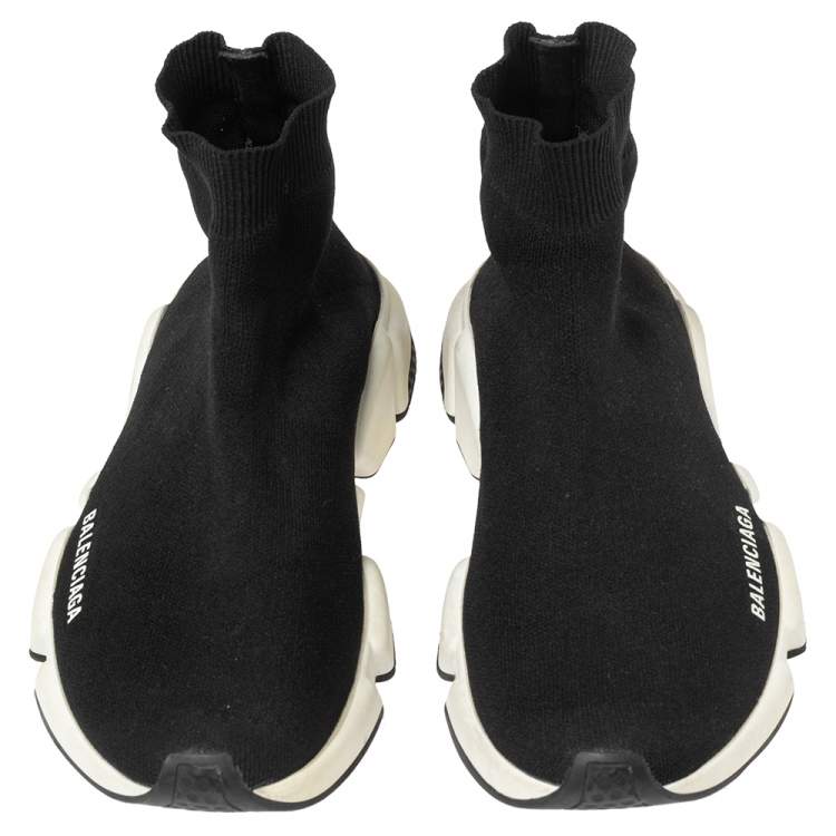 مملوكة مسبقًا Balenciaga Black Knit Fabric Speed High Top  Sneakers 41