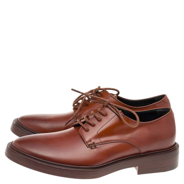 Pre Owned Balenciaga Brown Leather Lace Up Derby Size 40