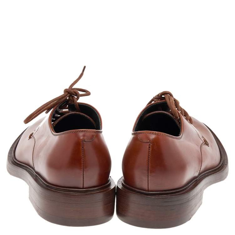 Pre Owned Balenciaga Brown Leather Lace Up Derby Size 40