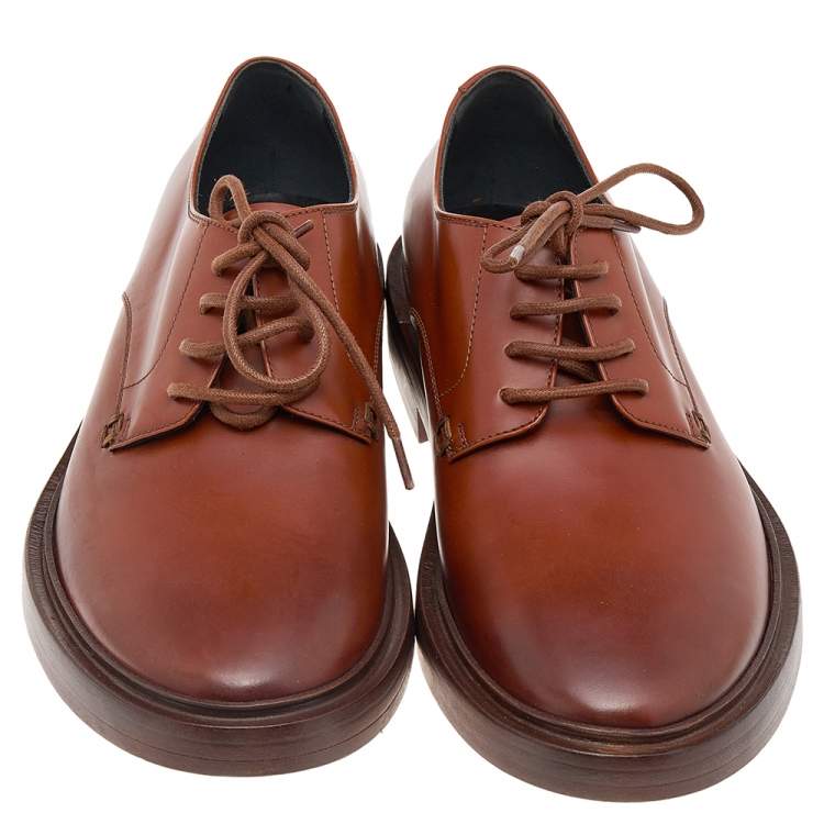 Pre Owned Balenciaga Brown Leather Lace Up Derby Size 40