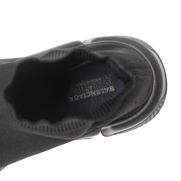 Pre Owned Balenciaga Black Fabric Speed Trainers High Top Sneakers Size 41