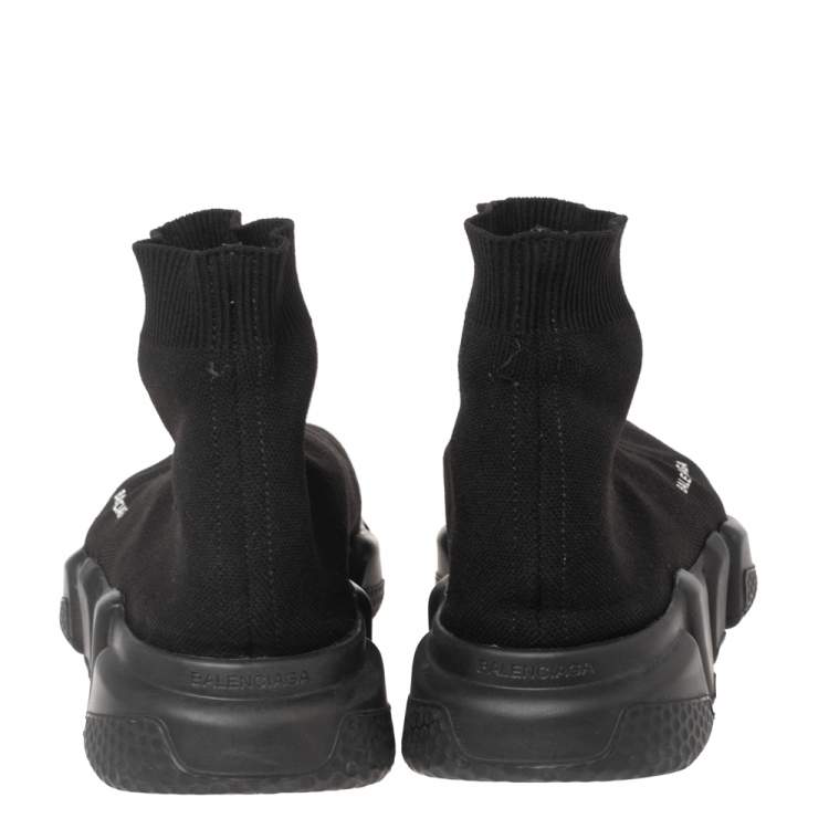 Pre Owned Balenciaga Black Fabric Speed Trainers High Top Sneakers Size 41