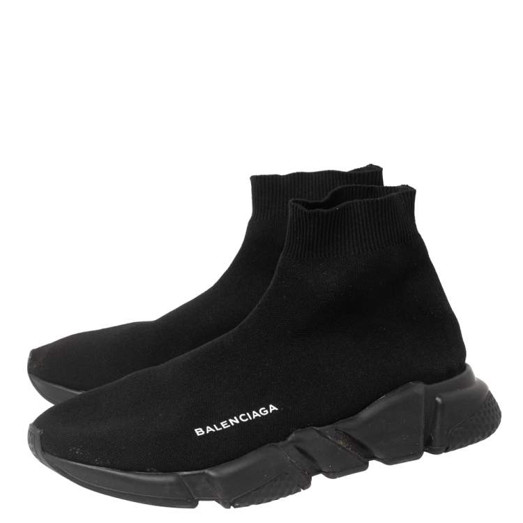 Pre Owned Balenciaga Black Fabric Speed Trainers High Top Sneakers Size 41