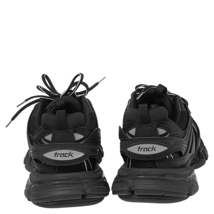 Pre Owned Balenciaga Black Leather and Mesh Track 2 Open Sneakers Size 41