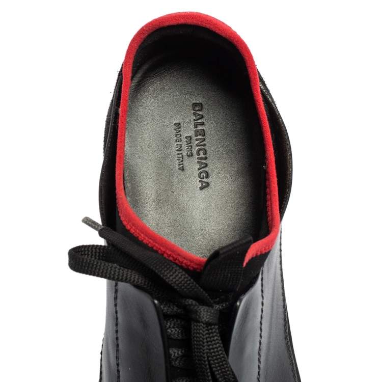مملوكة مسبقًا Balenciaga Black Mesh And Leather Race Runner Low Top Sneakers Size 45