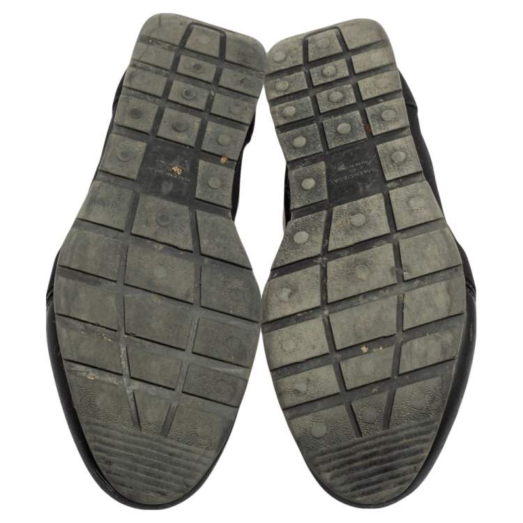 مملوكة مسبقًا Balenciaga Black Mesh And Leather Race Runner Low Top Sneakers Size 45