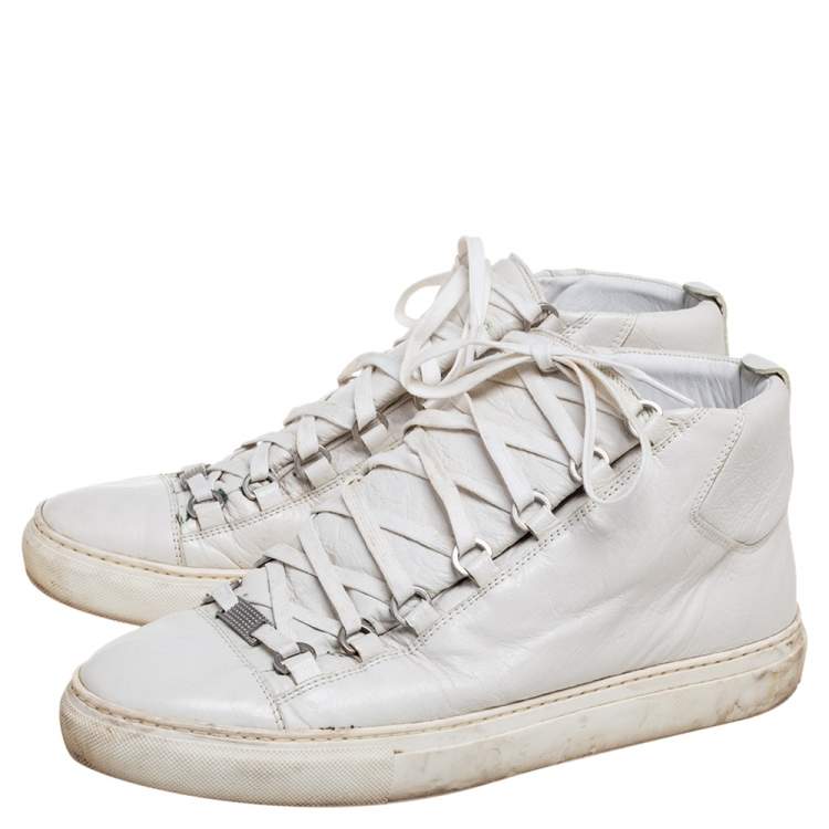 Pre Owned Balenciaga White Leather Arena Sneakers Size 42